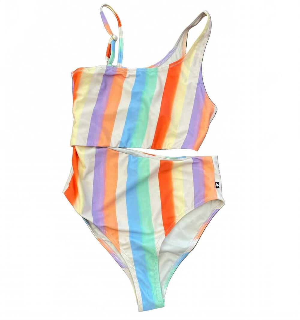 NEW MOLO girl's rainbow paint naan swimsuit in multi